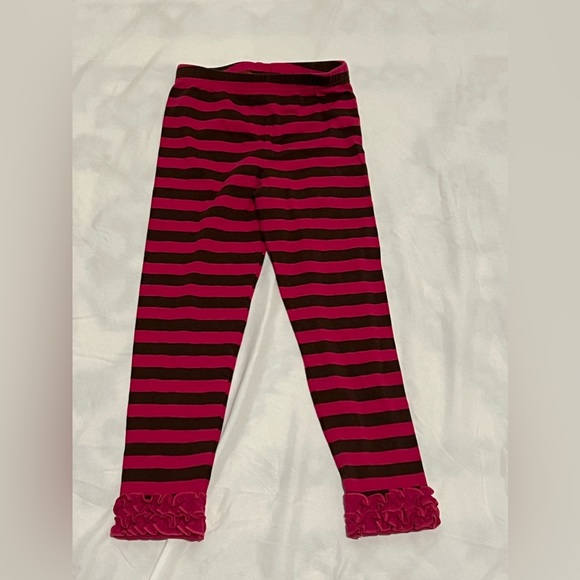 Emily Rose Girls Size 6 Pink and Brown Striped Leggings - Picture 1 of 4